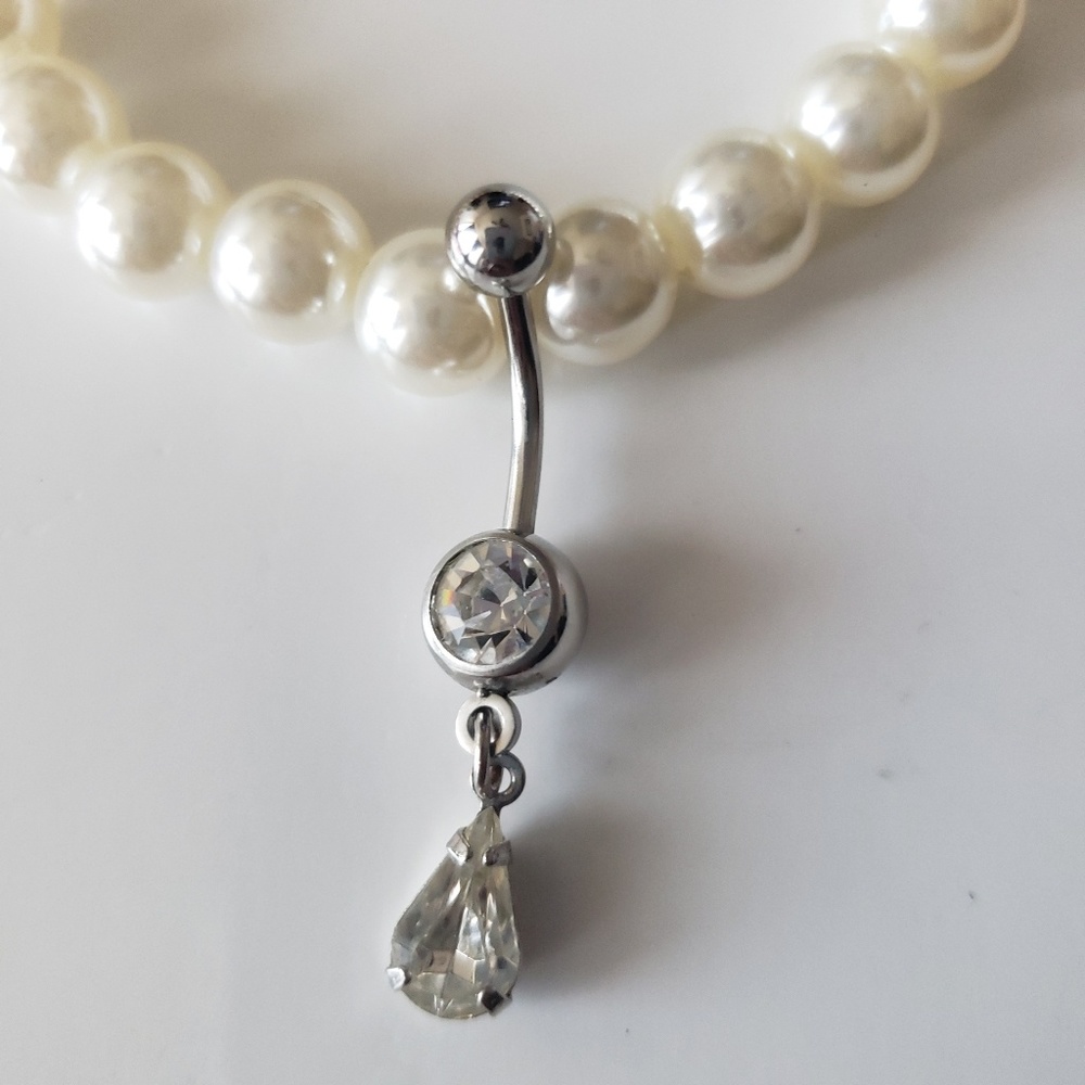 Clear Tear Drop Belly Ring